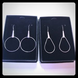 Set of 2 Silvertone Drop Earrings